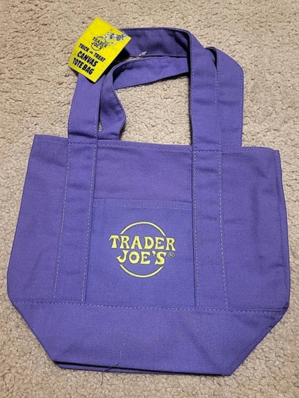 Trader Joe's Trick-or-Treat Mini Canvas Tote Bag Purple